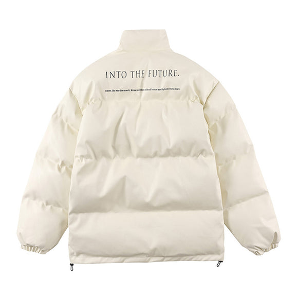 Chaqueta Acolchada de Piel Sintética con Cuello Alto para Hombre