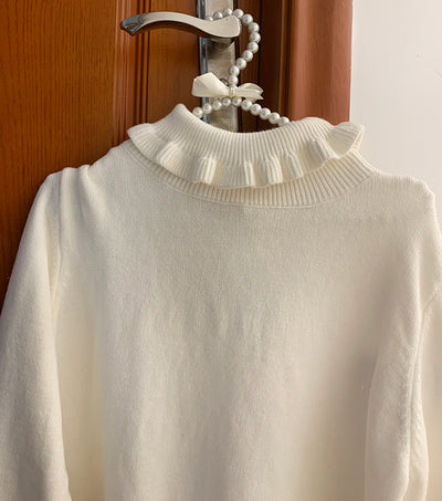Suéter Cuello Alto Encaje Lolita Invierno - Top Básico Elegante - Image 9