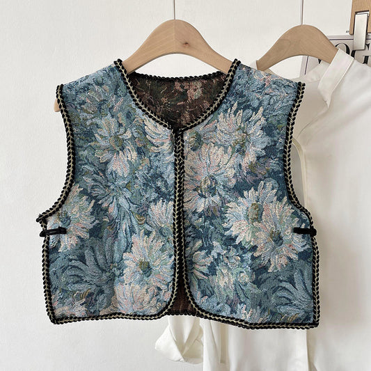 Chaleco Étnico Retro Bordado para Mujer - Abrigo Ligero de Verano