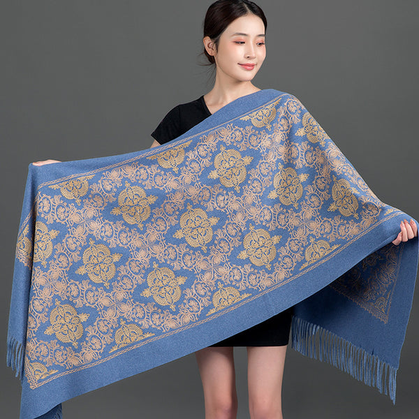 Bufanda Coreana con Bordado de Corona - Accesorio Versátil para Invierno y Primavera