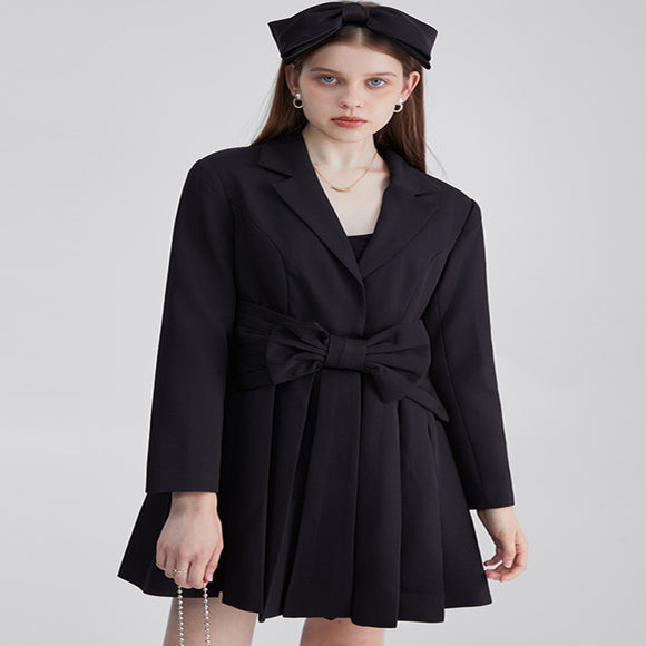 Vestido Negro Elegante Niña con Lazo Francés - Estilo Sofisticado