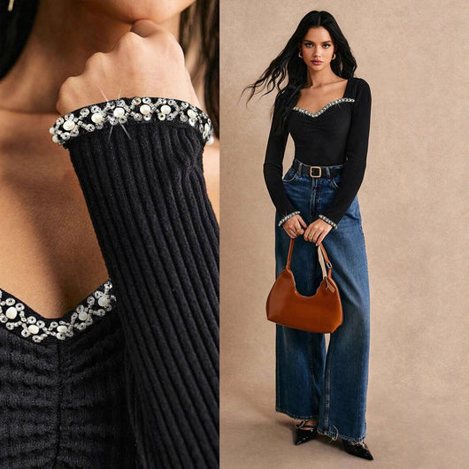 Blusa Base Layer Ajustada con Strass para Mujer - Image 4