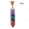 Seven Chakra Natural Crushed Stone Hexagon Column Necklace Aura Pendant Dorado 4PCS