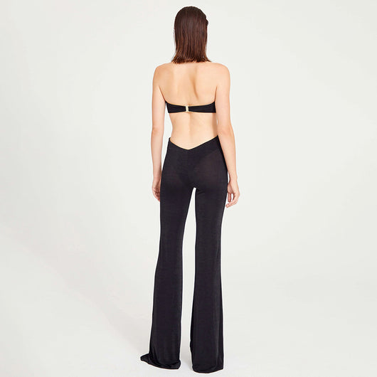 Mono Halter Sexy Dorado con Flores - Espalda Descubierta sin Mangas - Image 4