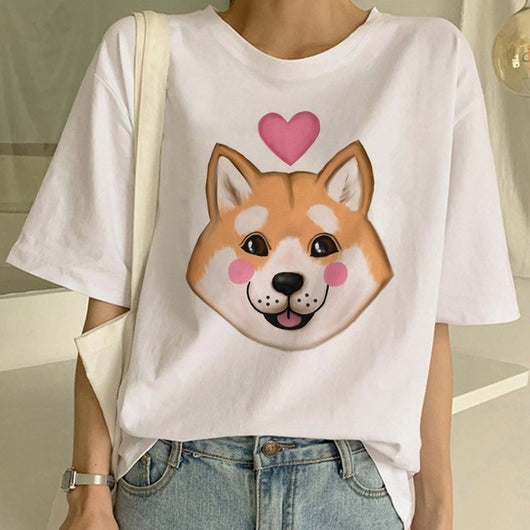 Camiseta Cuello Redondo Estampado Shiba Inu para Mujer - Image 3