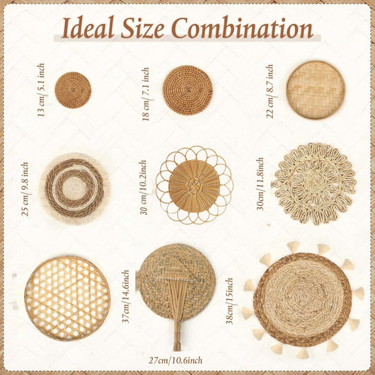 Decoraciones Bohemias Tejidas en Paja - Combinación de Pared Artesanal - Image 9
