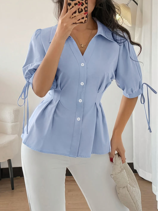 Blusa Ajustada para Mujer con Cintura Ceñida y Cordones - Image 10