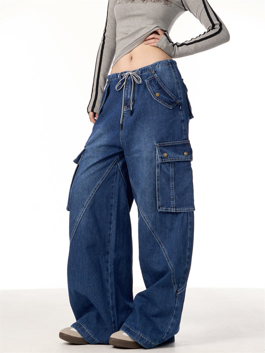 Pantalones Cargo Retro Mujer Cintura Alta Bolsillos Múltiples Corte Recto - Image 17