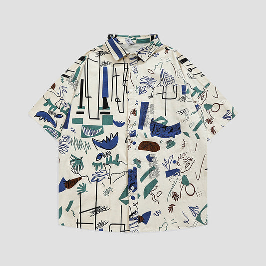 Playera Tide Graffiti Estilo Hip-Hop Suelta Pareja Tendencia Urbana