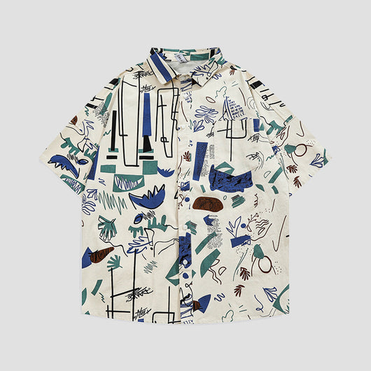 Playera Tide Graffiti Estilo Hip-Hop Suelta Pareja Tendencia Urbana