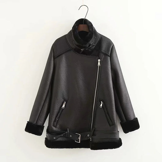 Chaqueta de Cuero PU con Cinturón Ajustable para Mujer - Estilo Trendy - Image 9