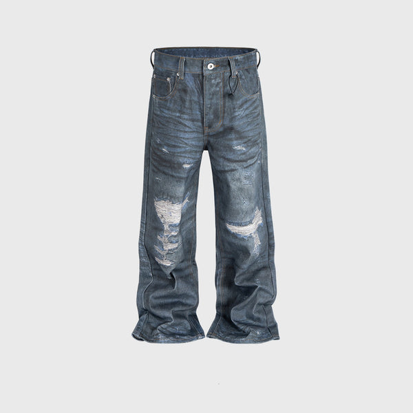 Pantalones Rectos Desgastados con Efecto Vintage para Hombre y Mujer