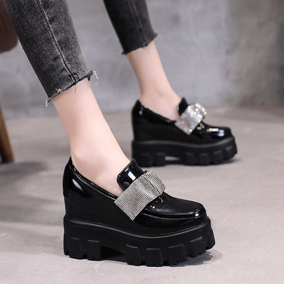 Zapatos de Cuero Charol Estilo Británico con Plataforma y Punta Redonda - Image 3