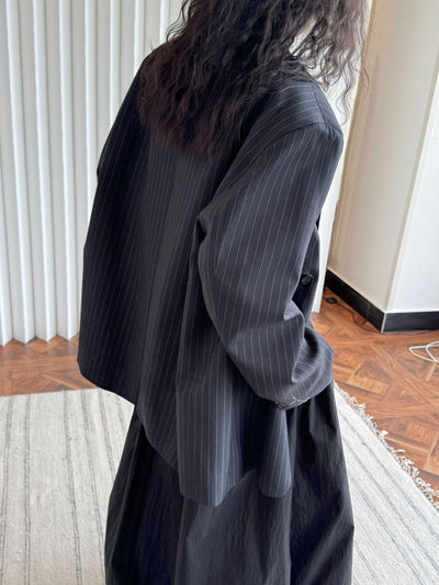 Blazer Casual de Solapa Ancha con Rayas - Silueta Esbelta y Temperamento Refinado - Image 23