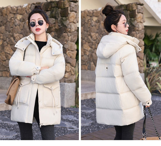 Abrigo de Invierno Coreano para Mujer - Algodón Grueso Largo - Image 19