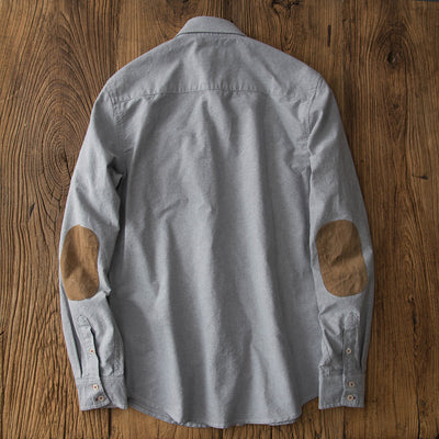 Camisa Slim Fit Retro para Hombre con Parches de Gamuza y Costuras Decorativas - Image 21