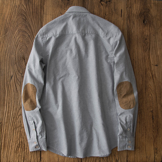 Camisa Slim Fit Retro para Hombre con Parches de Gamuza y Costuras Decorativas - Image 21