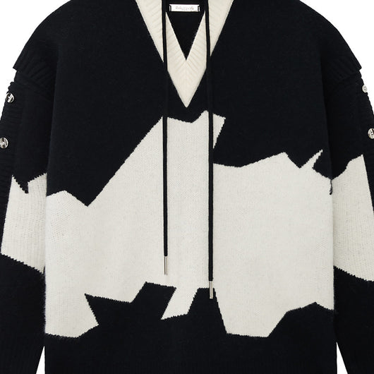 Sudadera con Capucha Bicolor Bordada de Dos Capas para Hombre - Image 5