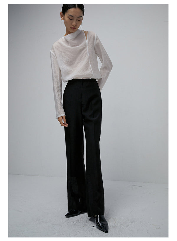 Blusas Elegantes para Mujer con Cuello Plisado y Detalles Recortados