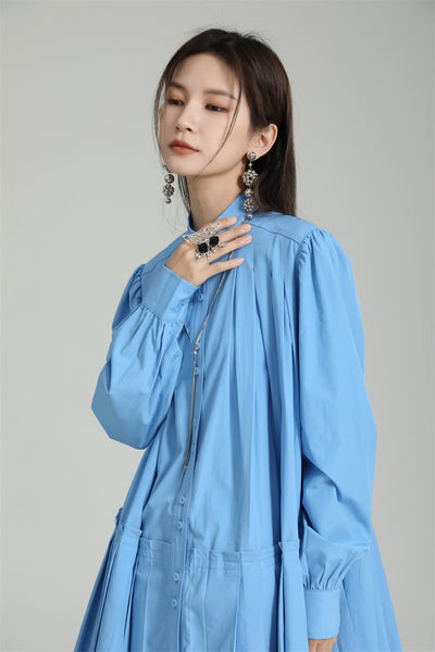 Vestido Camisero Plisado Manga Larga Diseño Exclusivo - Image 38