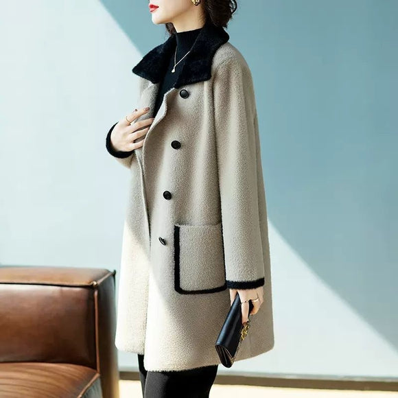 Abrigo de Lana Reversible Largo