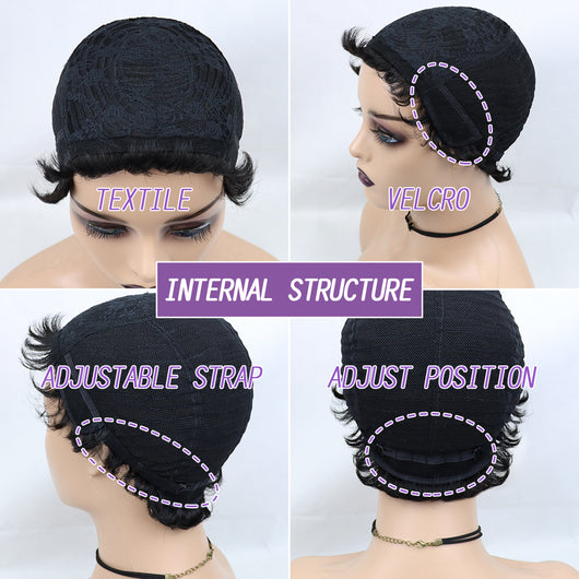 Peluca Corta Rizada Negra para Mujer - Image 10