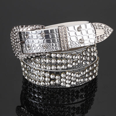 Cinturón para Mujer de Cuero Ancho Brillante con Tachuelas de Diamante - Image 3