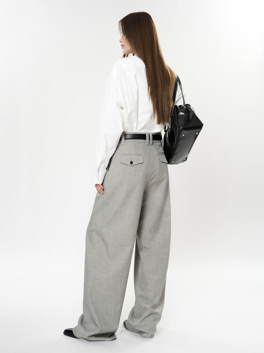Pantalones Casuales Rectos con Corte Vertical y Acabado Liso - Image 23