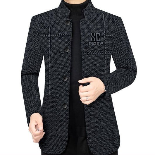 Chaqueta Casual de Lana con Cuello Parado para Hombre - Image 3