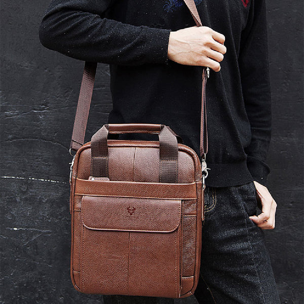 Bolsa Mensajero Ejecutiva Hummer en Cuero Genuino para Hombre