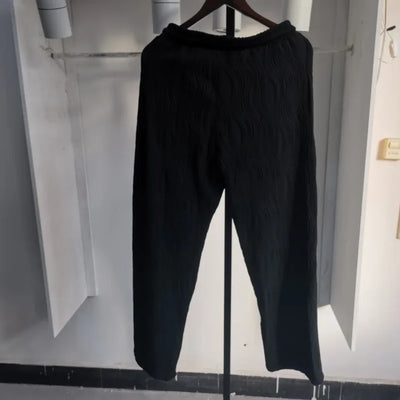 Pantalones Casuales Anchos de Seda Helada con Drapeado Suelto para Hombre - Image 9