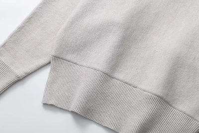 Suéter Polo Cuello V Manga Murciélago Lana Mezclada para Mujer - Image 13