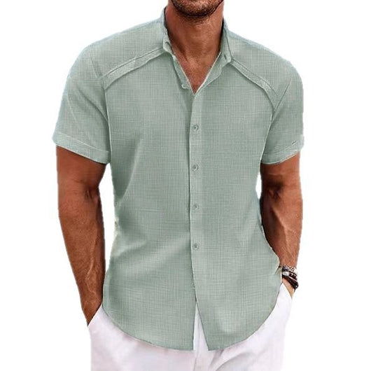 Camisa Hawaiana Casual de Manga Corta Color Sólido - Image 5