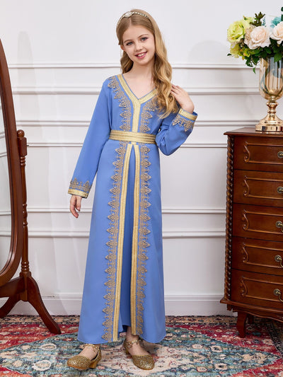 Vestido Infantil de Encaje con Cuello en V - Colección Dubai - Image 9