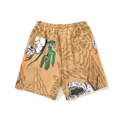 Shorts Casuales Unisex con Estampado Calavera y Cactus - Image 28