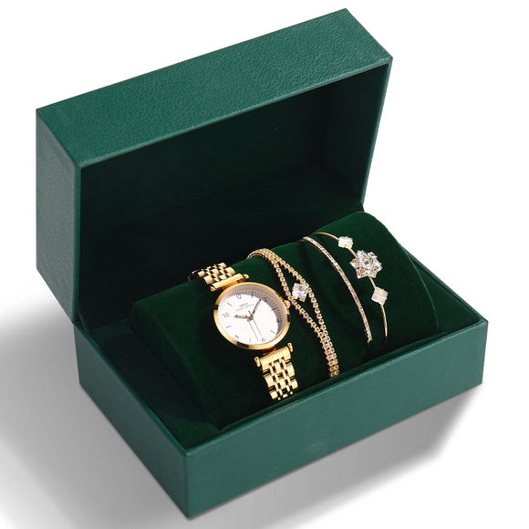 Reloj para Mujer con Pulsera de Acero Verde - Set Completo