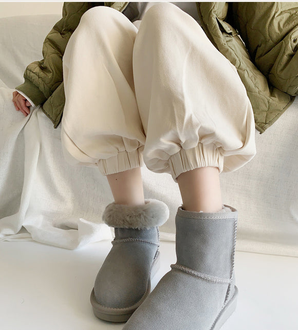 Botas de Nieve para Mujer con Plataforma de Cuero y Forro Polar