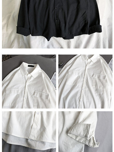 Camisa Manga Larga Suelta Hombre - Colores Sólidos Versátil - Image 10