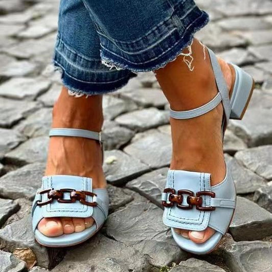 Sandalias Cómodas Talla Grande con Tacón Cuadrado y Hebilla - Image 2
