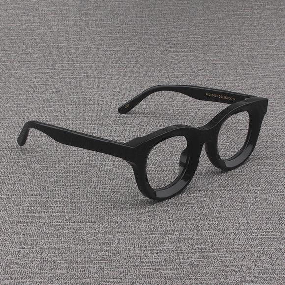 Gafas Cuadradas Retro con Marco Grueso Negro Mate y Bordes Anchos