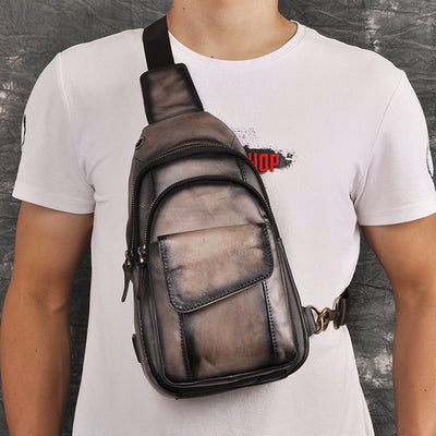 Bolsa Cruzada para Pecho de Cuero Crazy Horse Vintage - Estilo Retro para Hombre - Image 16