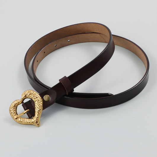 Cinturón de Cuero Genuino con Hebilla Corazón Dorado - Image 16
