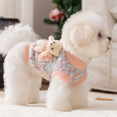 Suéter de Invierno para Mascotas con Diseño de Osito Floral en Relieve - Image 10