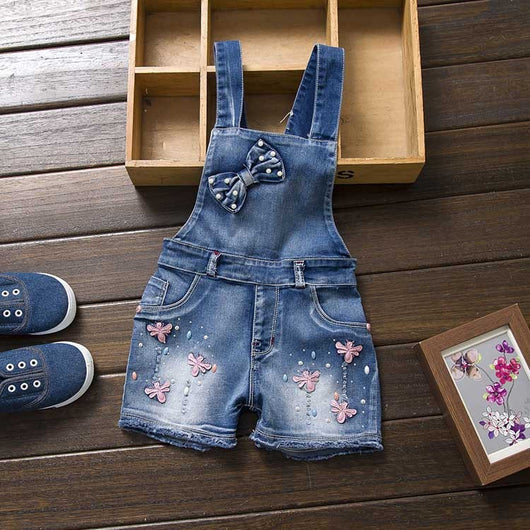 Jumpsuit Denim Deslavado Estilo Americano para Niña - Image 9