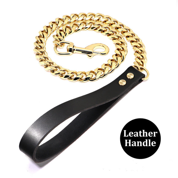 Correa para Perro de Acero Inoxidable Dorado 19mm - Resistente y Elegante