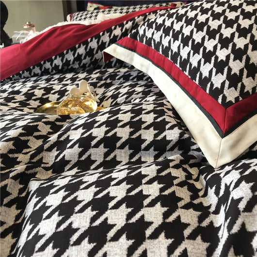 Juego de Cama Retro Americano Algodón Pata de Gallo Terciopelo - Image 3