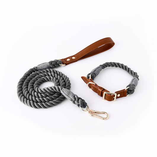 Juego de Collar y Correa para Perros Medianos y Grandes en Cuero y Algodón Tejido - Image 20
