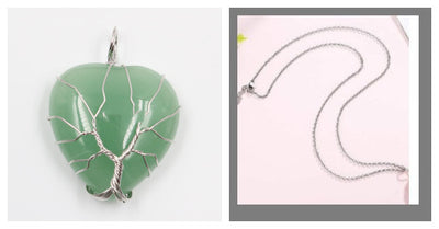 Colgante Corazón Melocotón Cristal Natural Árbol de la Vida para Parejas - Image 16