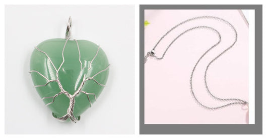 Colgante Corazón Melocotón Cristal Natural Árbol de la Vida para Parejas - Image 16