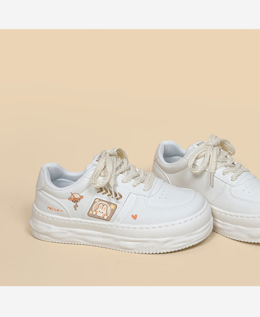 Zapatos Escolares de Plataforma en Cuero Blanco para Niñas - Image 11
